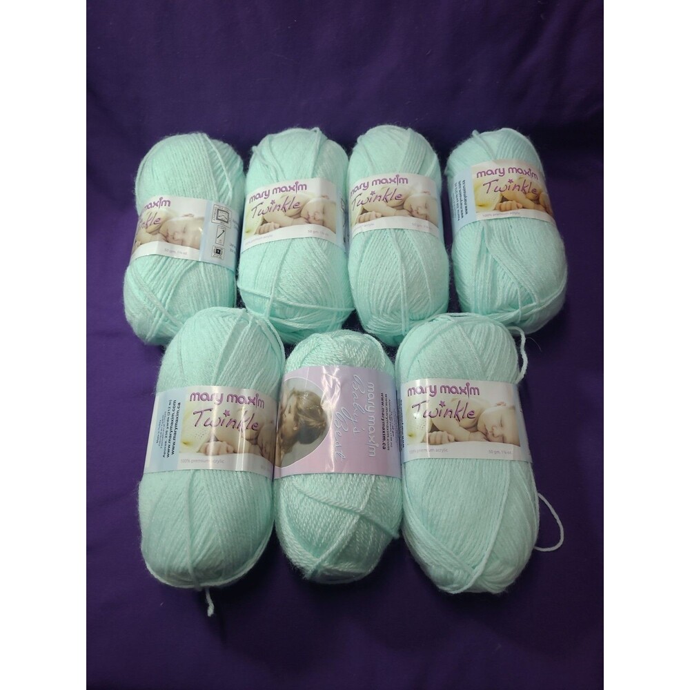 Mary Maxim Twinkle Yarn Premium Acrylic 50 gr each Mint Set of 7